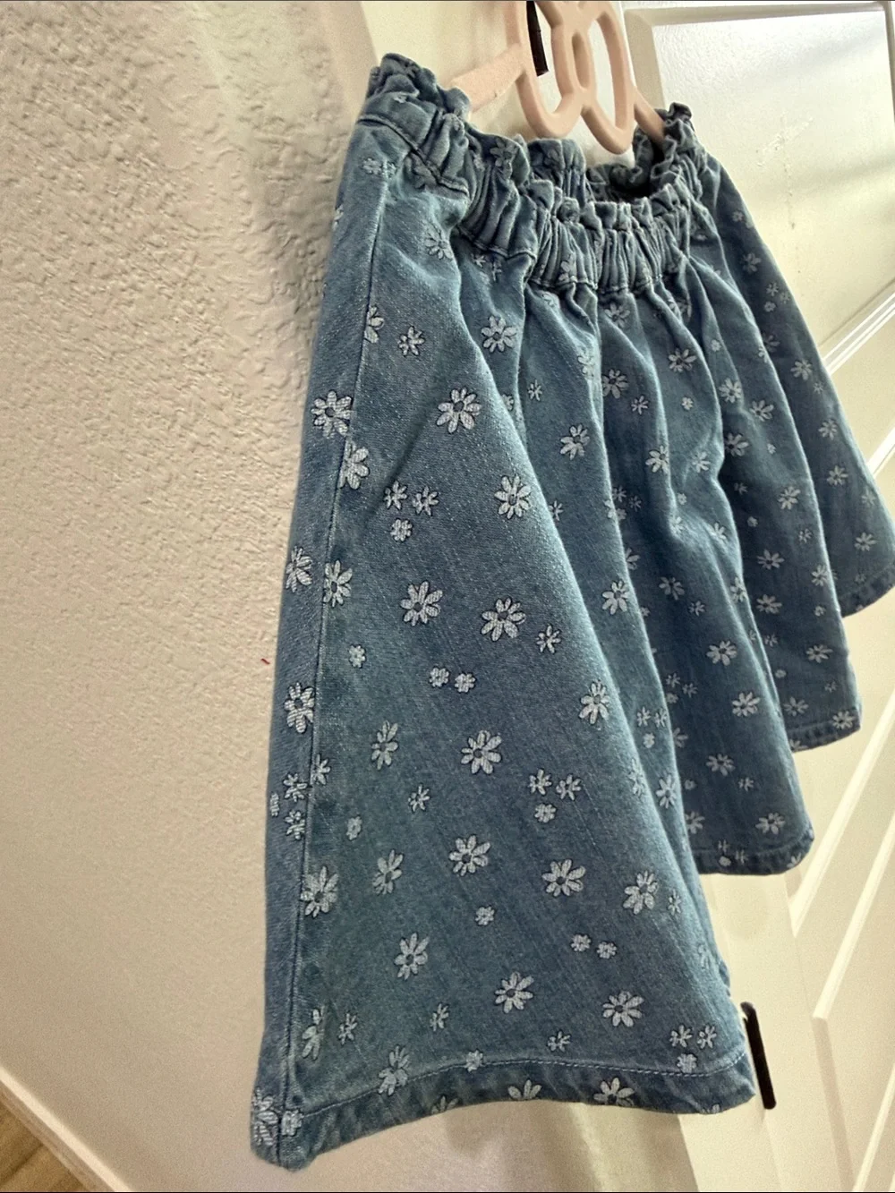 Old Navy Sz5t Blue Denim Floral Elastic Waist Skirt